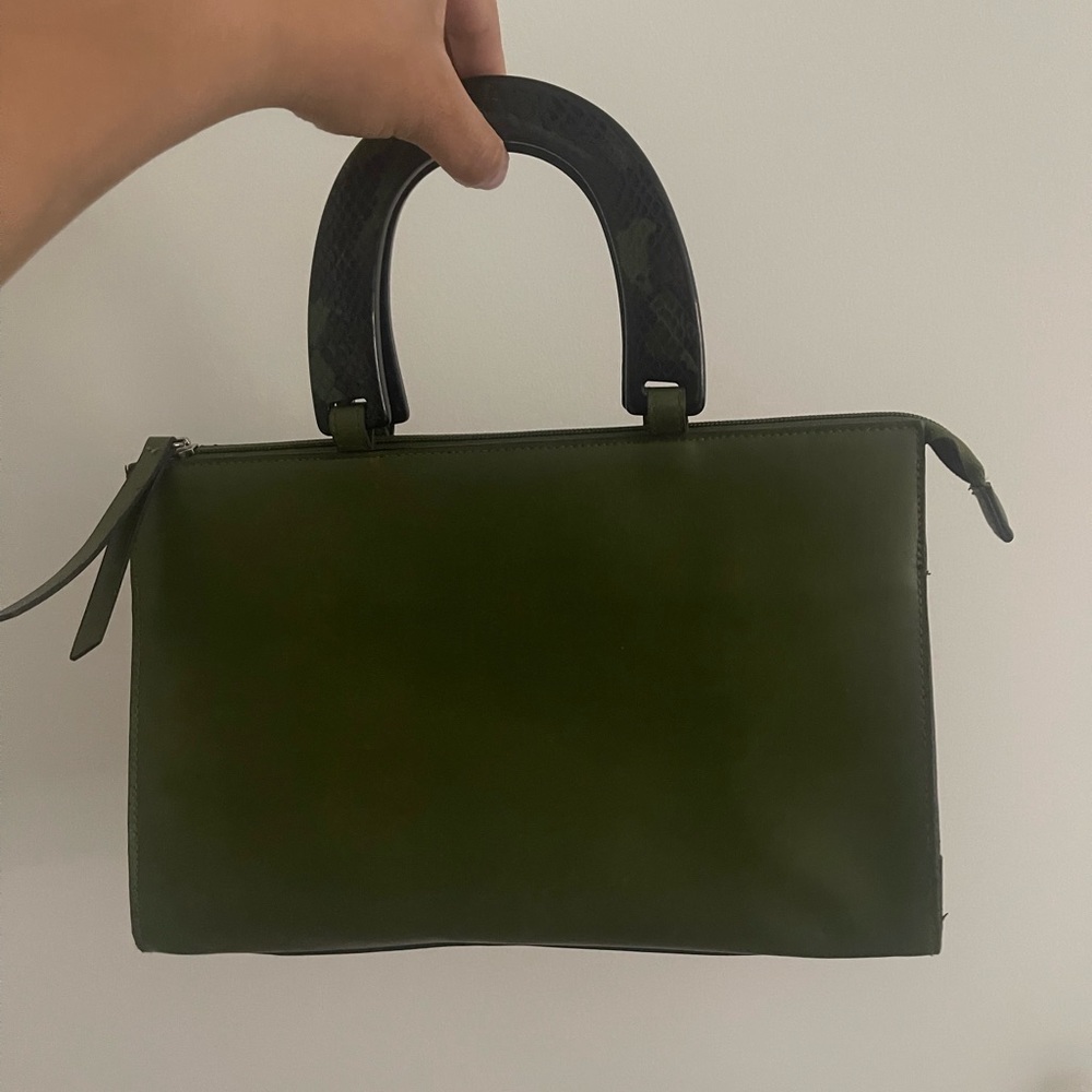 Perfect Green Bag with Acrylic Snake Print Handles